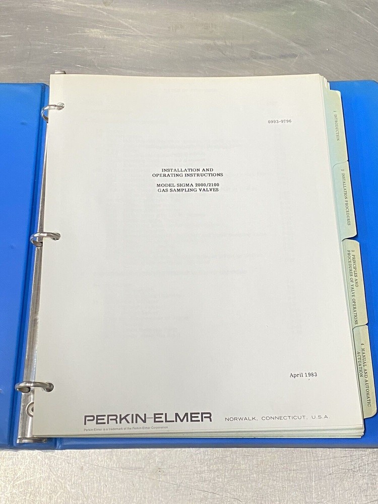 Perkin Elmer PE Sigma 2000/2100 Gas Sampling Valves - Users Guide / Manual