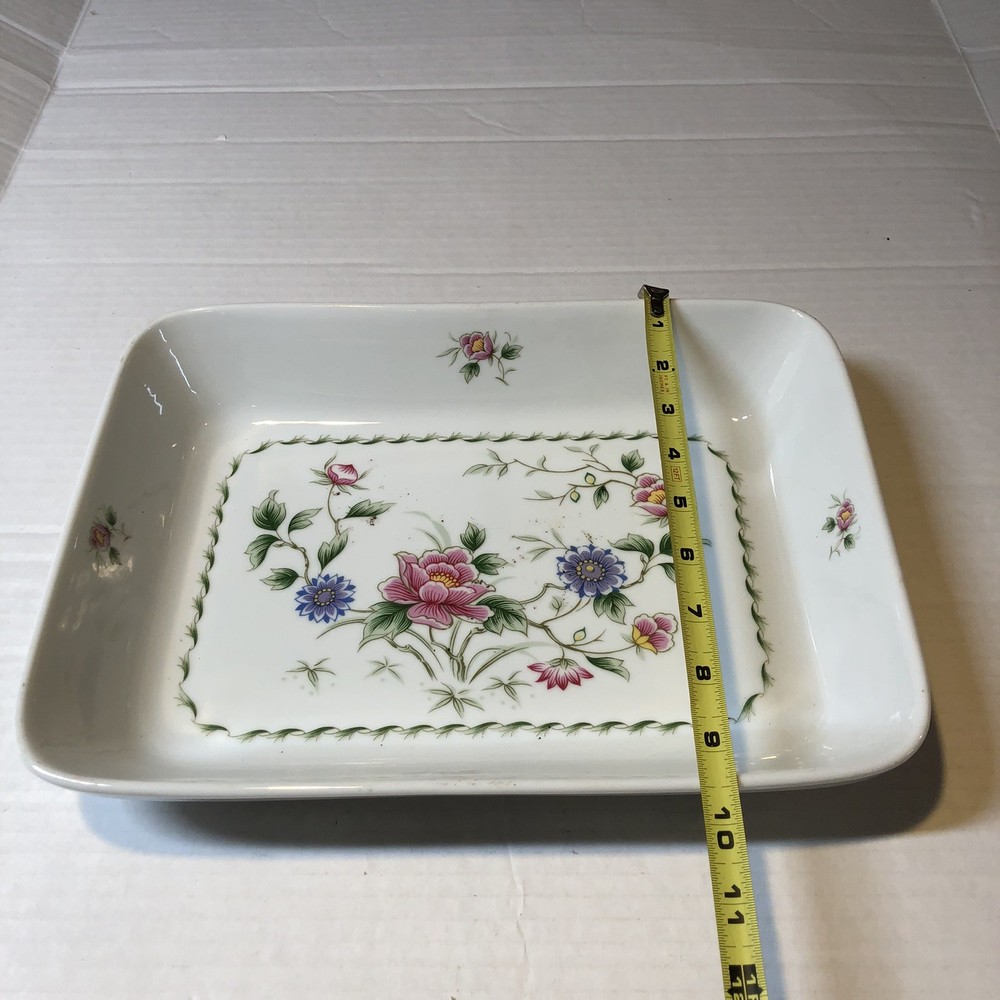 Vtg Andrea Sadek Spring Night Rectangular Baking Dish Floral Flowers GIL