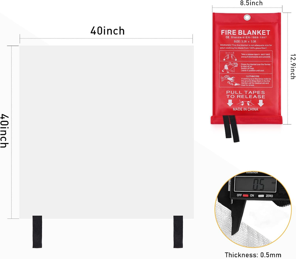 Fire Blankets Emergency for Kitchen Home - Emergency Fire Retardant Blanket for