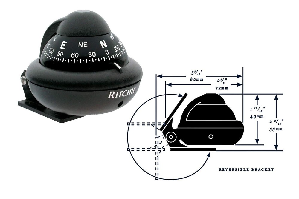 Kayaker Compass Ritchie XP-99, Kayaker Surface Mount Compass, 2.75-inch