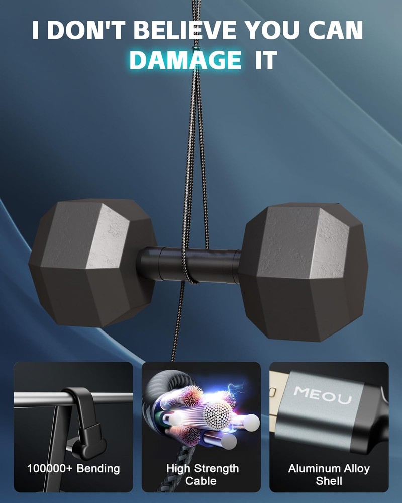 USB to C Cable 3.3ft, 60W A C Fast Charging Black&Grey