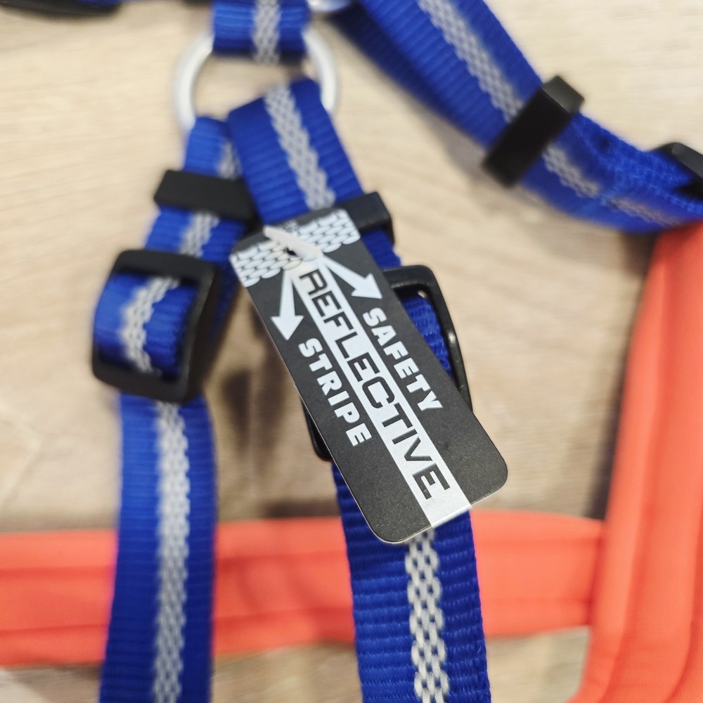 Terrain D.O.G. Harness Medium Blue Orange Reflective Stripe