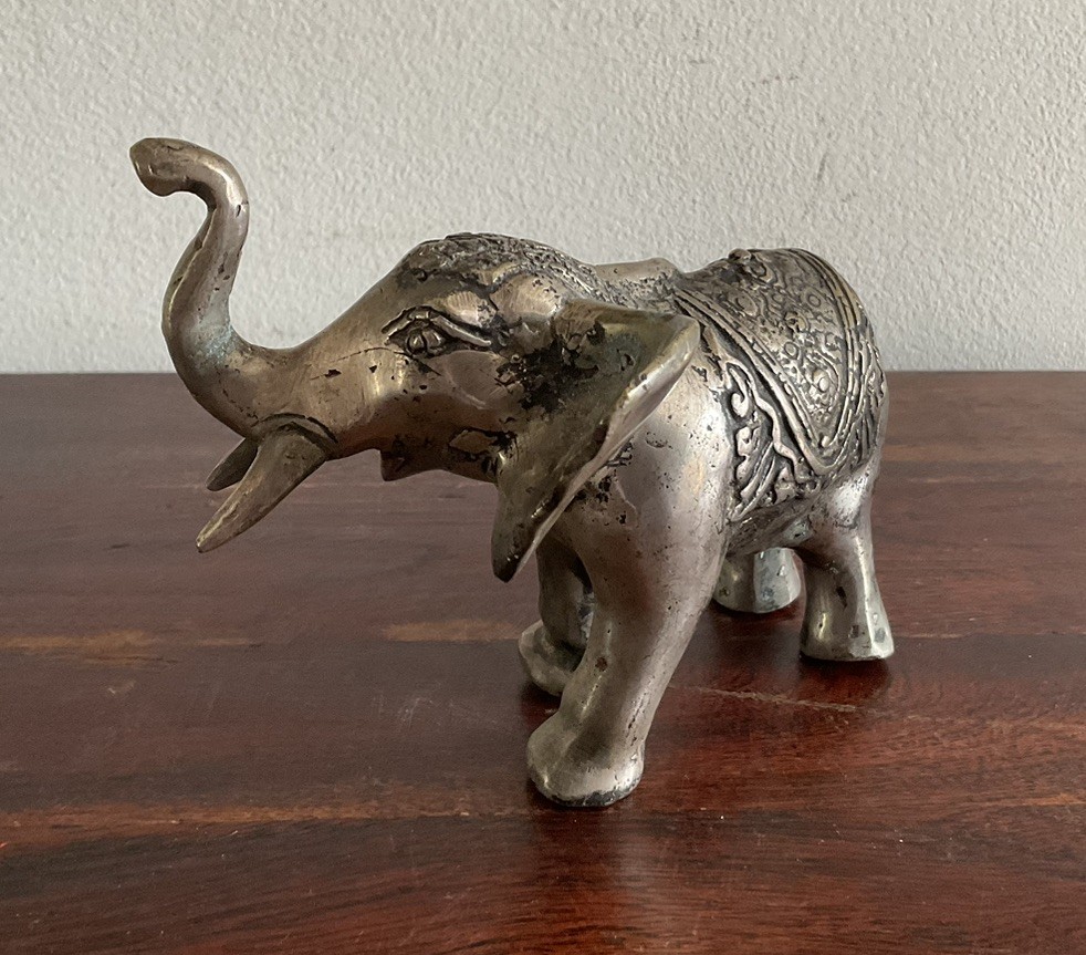 Lovely Silver Tone Elephant Sculpture