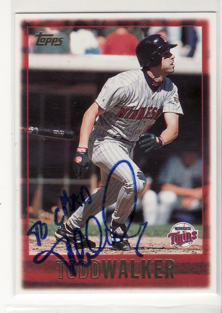 TODD WALKER MINNESOTA TWINS PERSONALIZED AUTOGRAPHED CARD