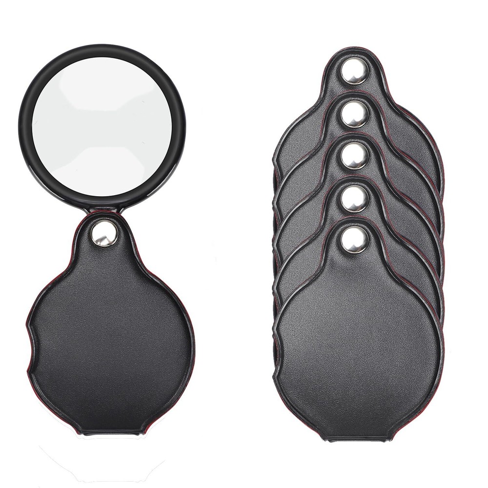 6 Pack 10X Foldable Magnifying Glass with Rotating Protective Cover for Reading