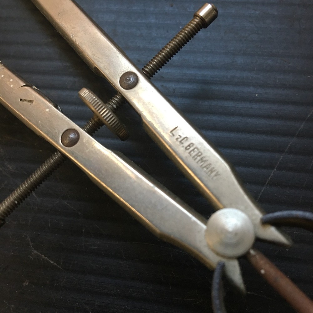 Vintage 1970s Adjustable L. C. Germany Compass Drafting Tool 6"L