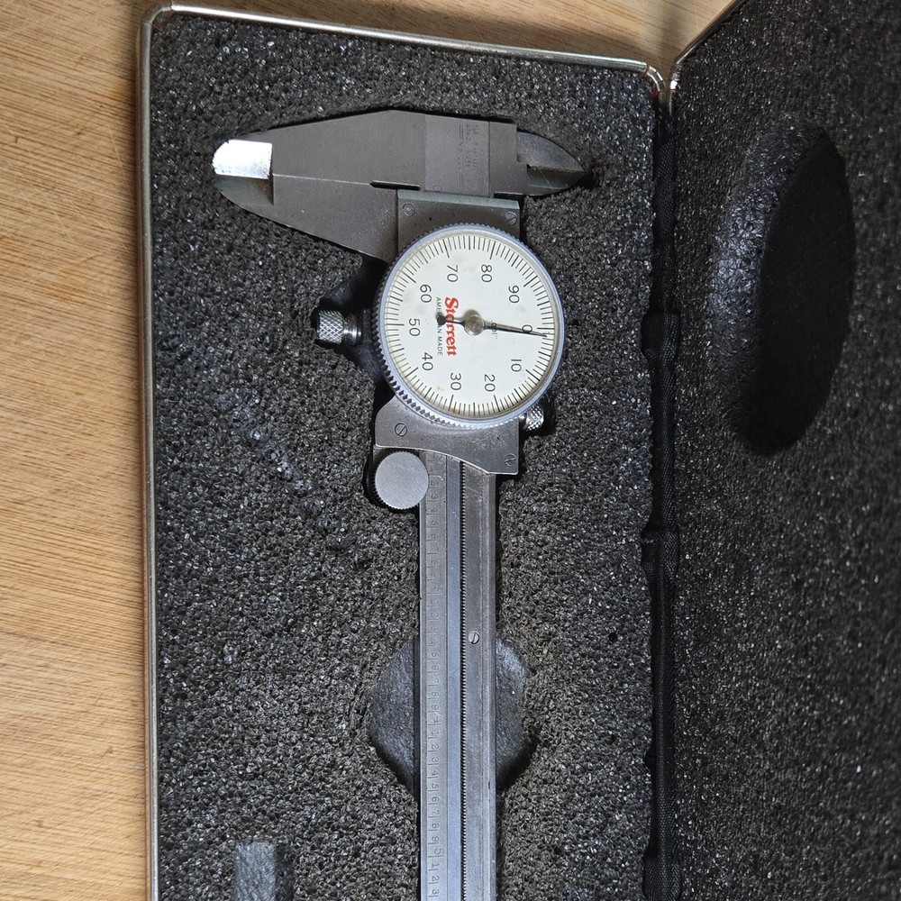 Starrett Dial Caliper White Dial Precision Measuring Tool with Protective Case