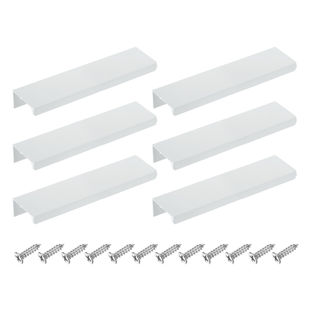 Cabinet Edge Finger Pull, 6pcs 120mm / 4.72" Hidden Cabinet Pulls, White