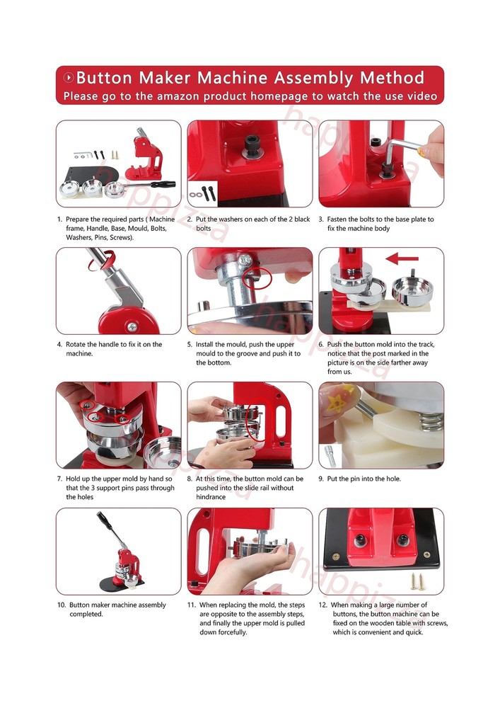 Happizza Button Maker Machine Multiple Sizes - Button Pin Maker 2.25 inch+3 i...
