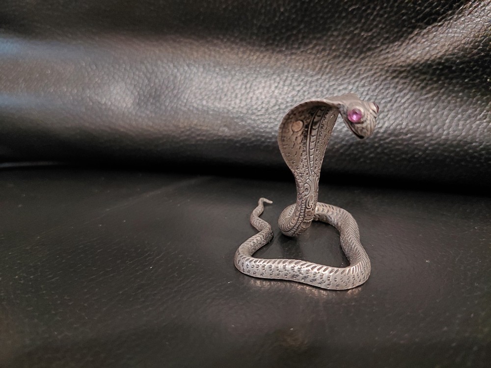 Indian Silver Cobra Ruby Inset Eyes
