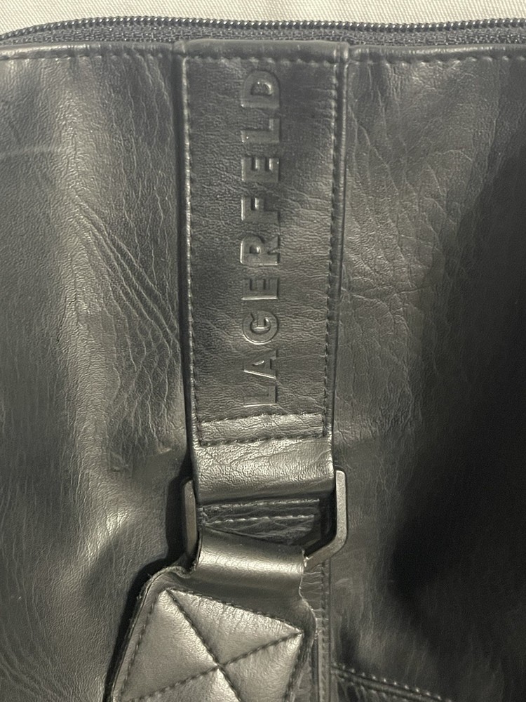 Karl Lagerfeld Weekend Black Leather Duffle Bag