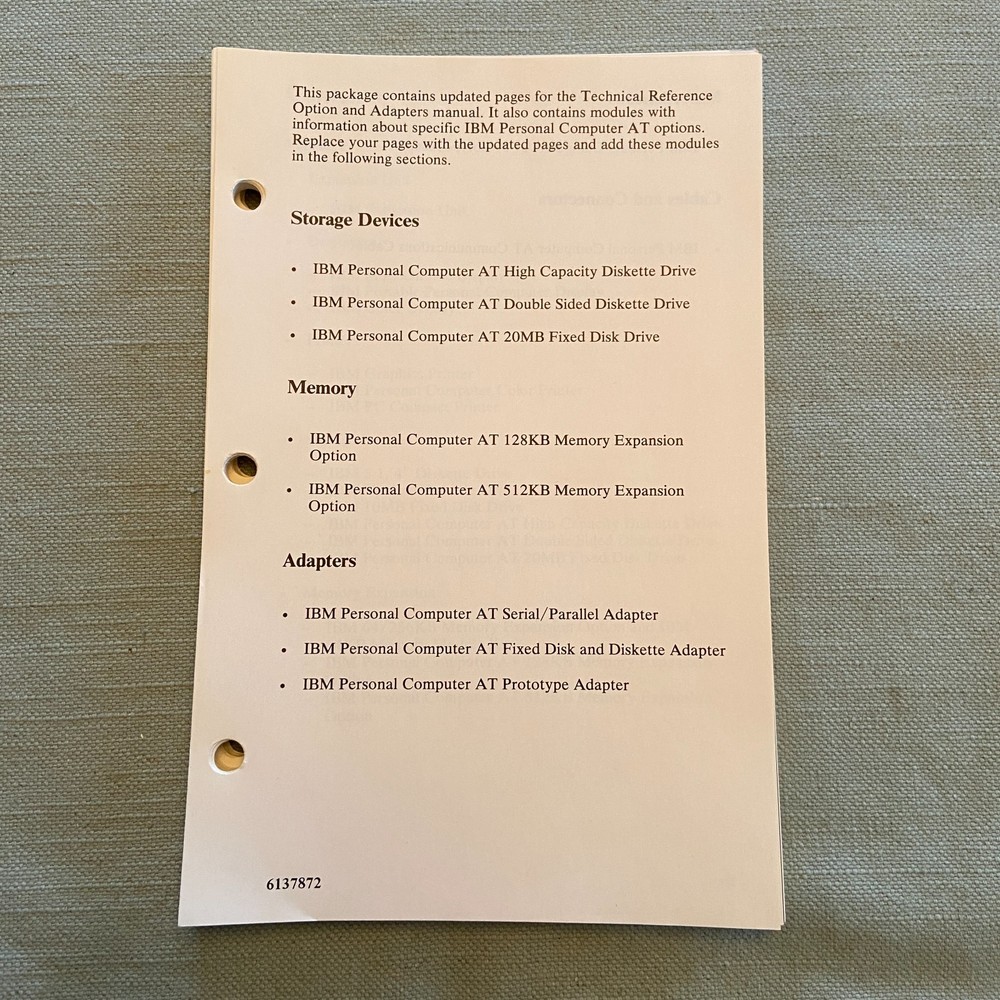 IBM PC Hardware Reference Library Technical Reference Options Adapters Vol 1 & 2