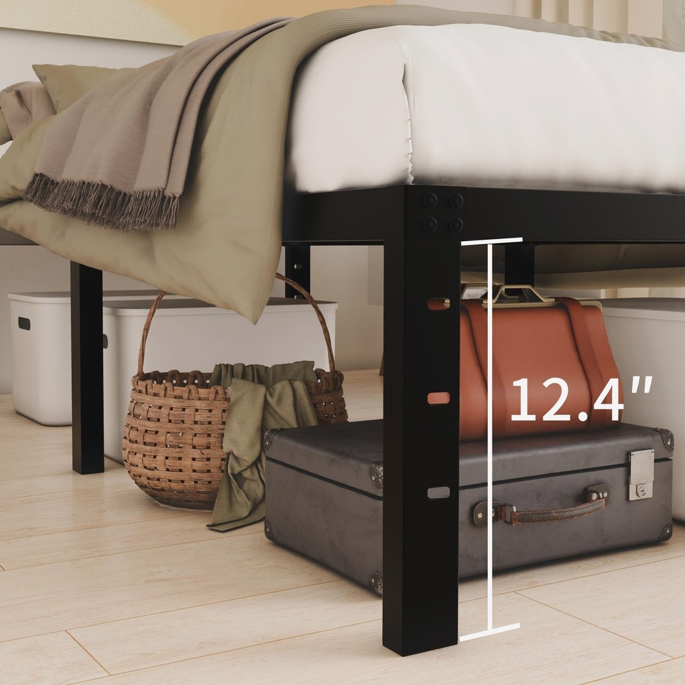 14 Inch Metal Full Size Bed Frame No Box Spring Needed - Easy Assembly Heavy ...