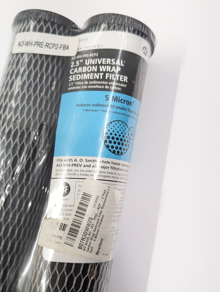 AO Smith 2.5” Universal Carbon Wrap Sediment Filter 5 Micron 2 Pack