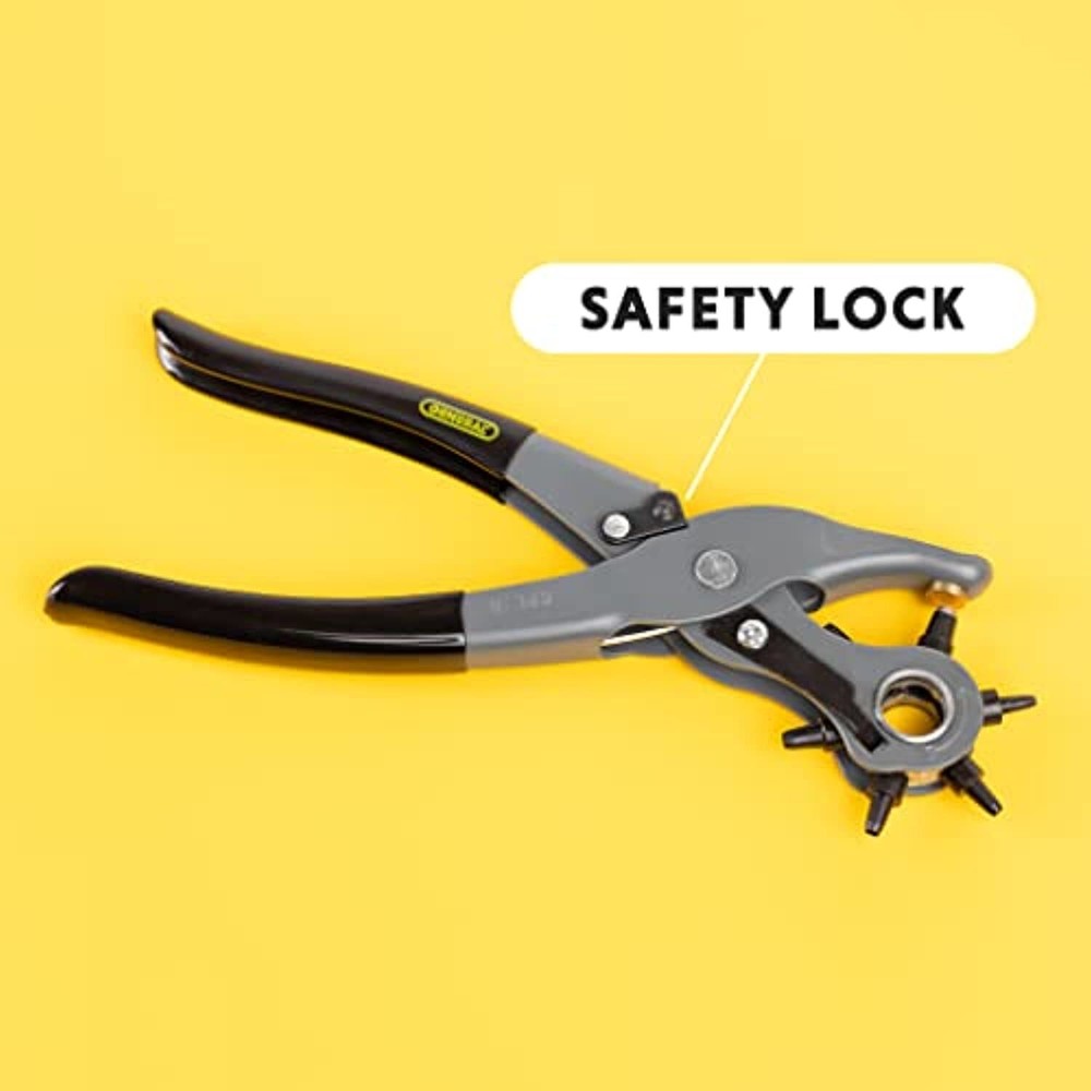 General Tools Leather Hole Punch Tool - 6 Multi-Hole Sizes for Leather, Rubber,
