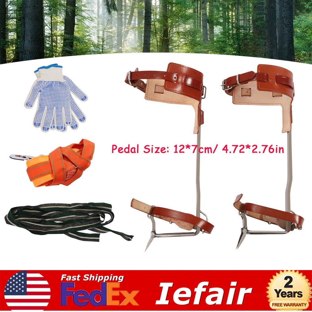 Adjustable Tree Climbing Spike Set Pole Climbing Spurs Tool Climber Strap Gaffs