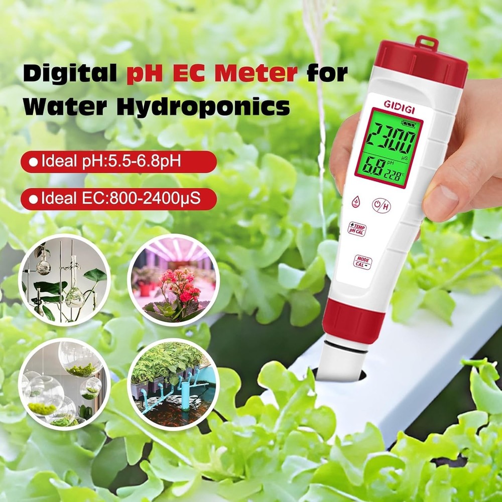 4-in-1 pH Tester with Backlit LCD Screen