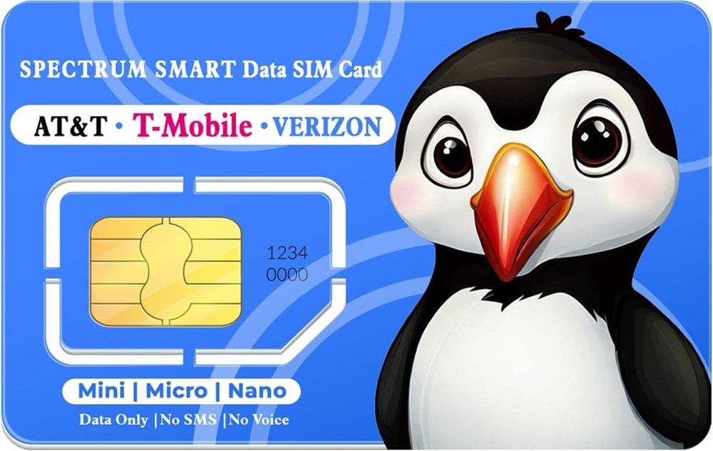 Data-Only SIM Card for Security Cameras, Hotspots, Tablets LTE US &