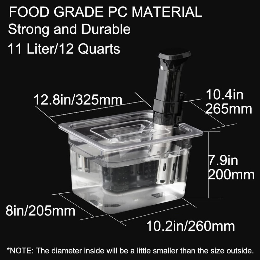 11L Sous Vide Container with Lid for Immersion Circulators - Polycarbonate Kit