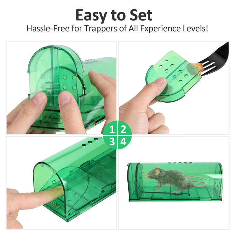 4PACK Humane Mouse Traps Live Catch & Release No Kill Rat Mice Trap Reusable