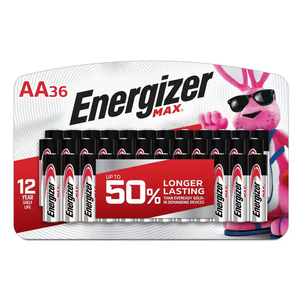 Max Aa Batteries (36-Pack), Double A Alkaline Batteries