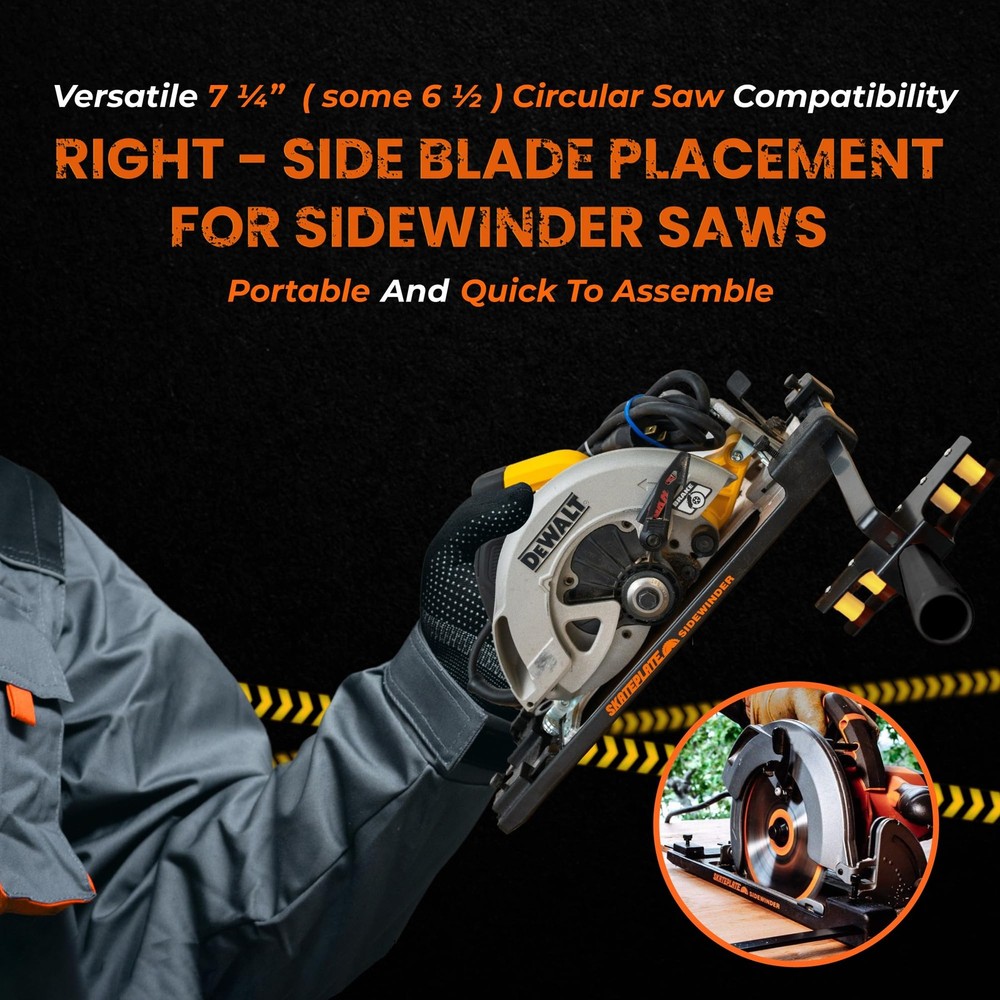 SkatePlate Rolling Accessory and Cutting Guide for Right Blade Circular Saws