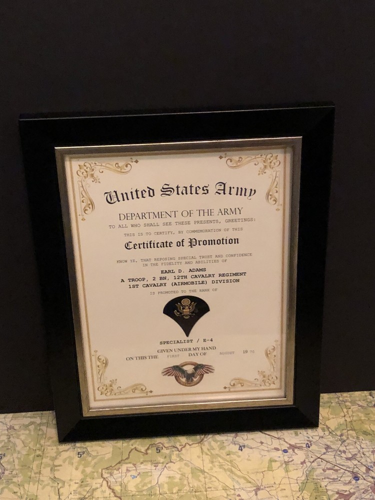 SPECIALIST / SPC-4 (E-4) U.S. Army ~ Commemorative Promotion Certificate