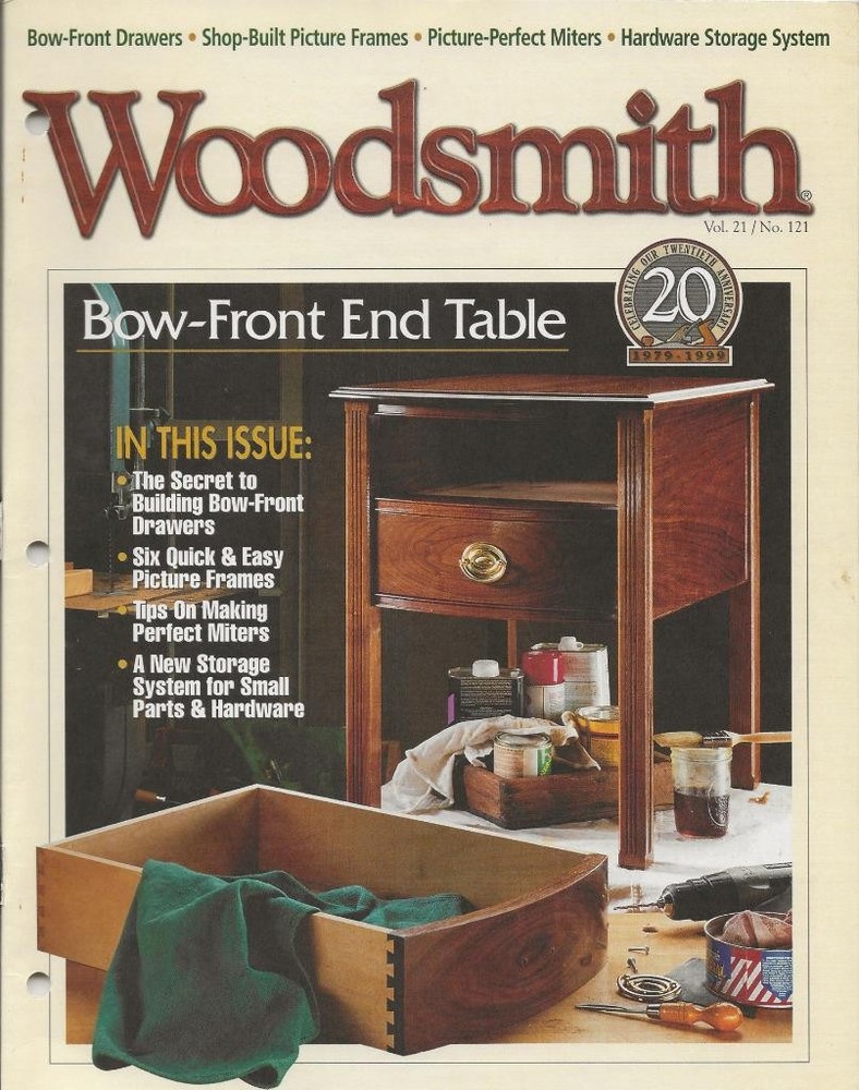 WOODSMITH NUMBER 121 BOW FRONT END TABLE HARDWARE STORAGE SYSTEM PICTURE FRAMES