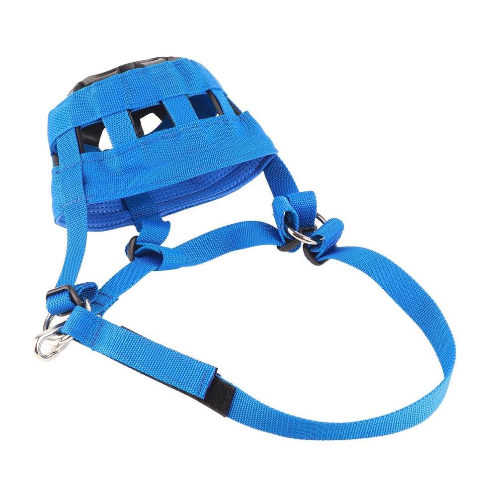 Blue Nylon Horse Grazing Muzzle & Anti-Bite Halter with Adjustable Fastener