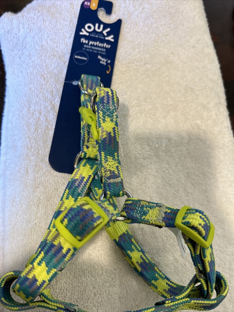 YOULY Yellow/Blue Reflective Dog Harness, X-Small