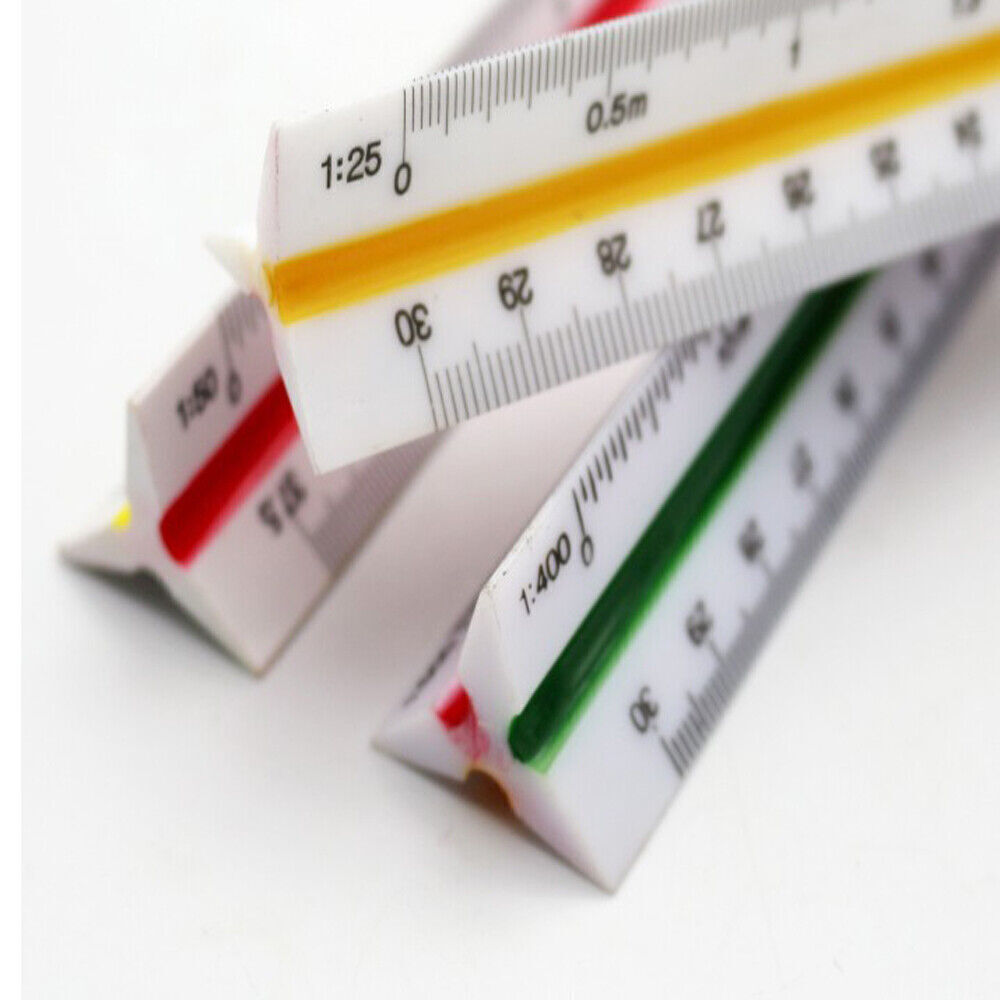 Aluminum Triangular Architect Ruler Laser-Etched Imperial Scales Multicolor 30CM