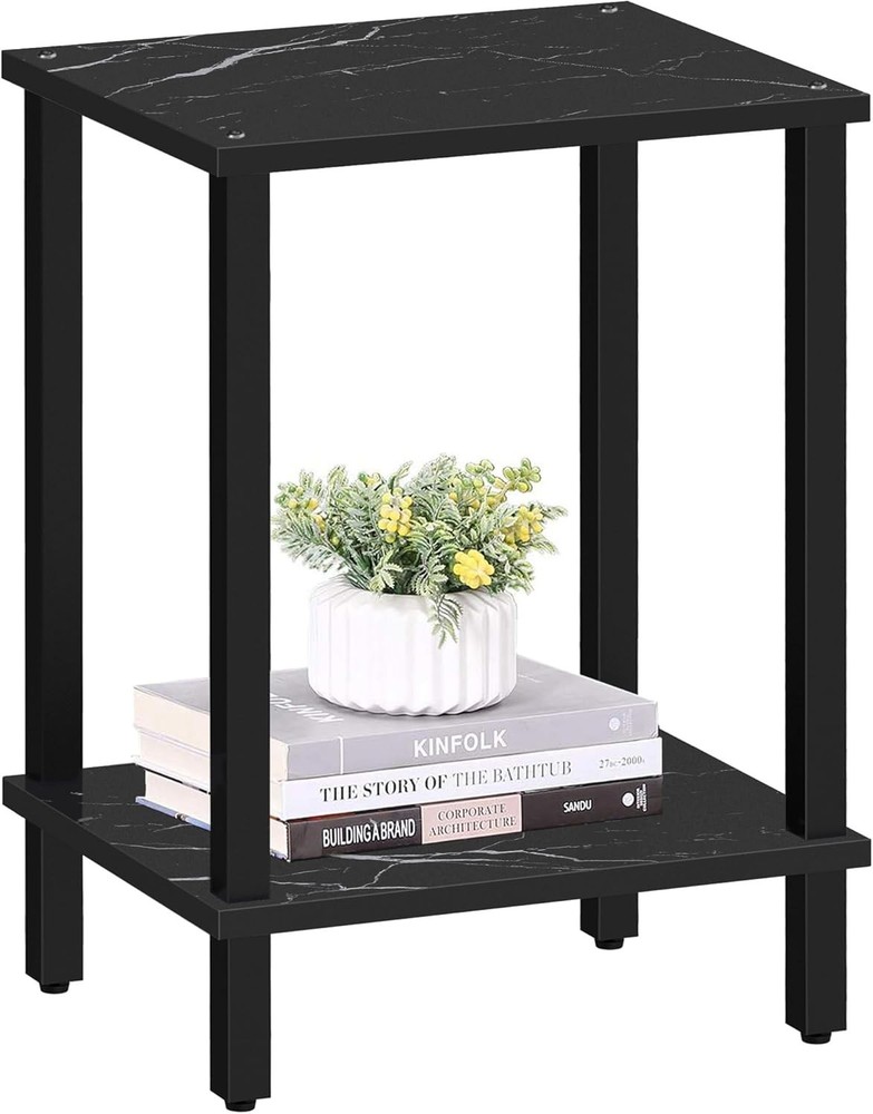 End Table Side Table Nightstand 2-Tier Storage Shelf Sofa Side Table Small Space