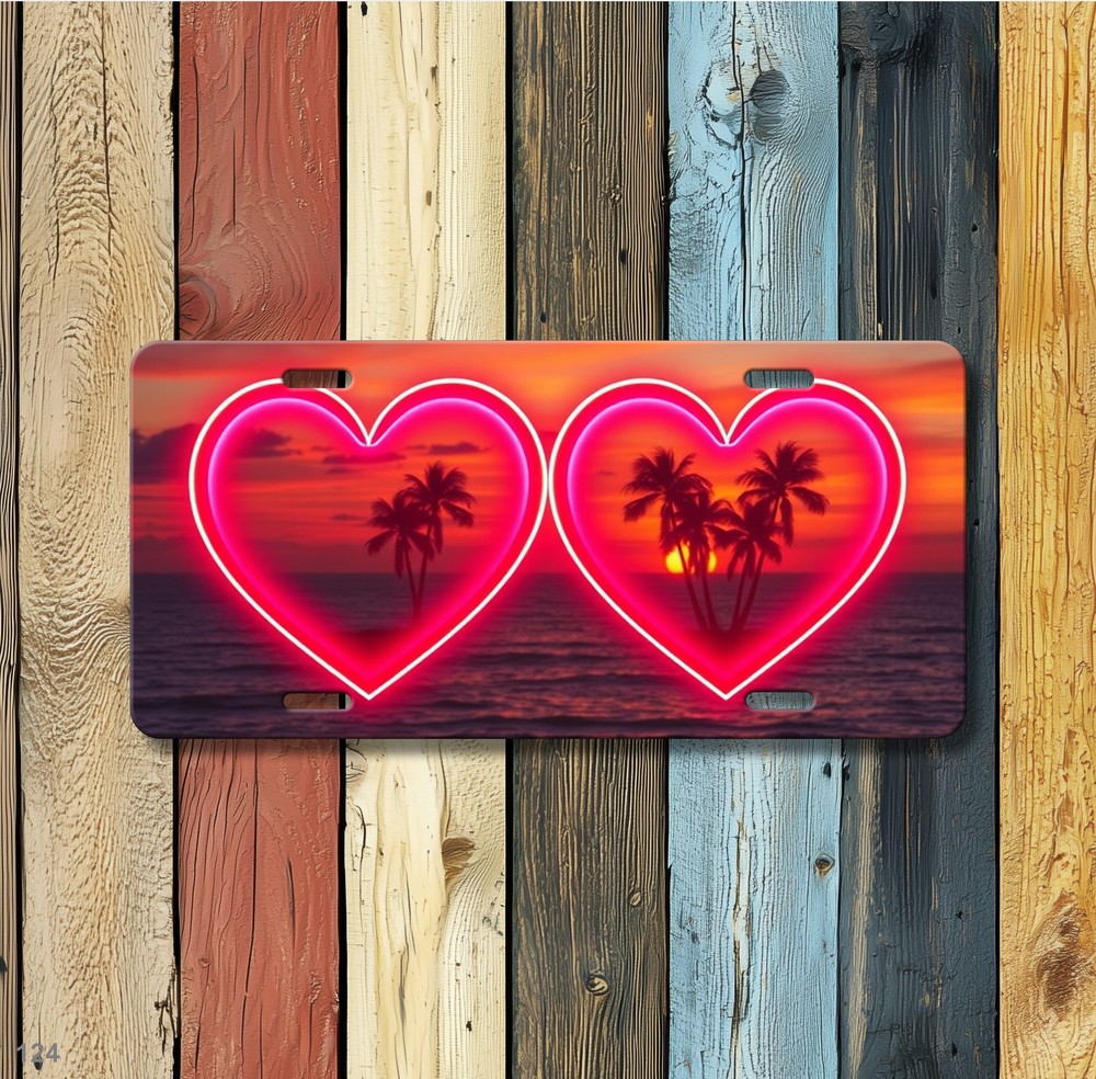 Romantic Couples Hearts Design Add Text License Plate Customizable Decor