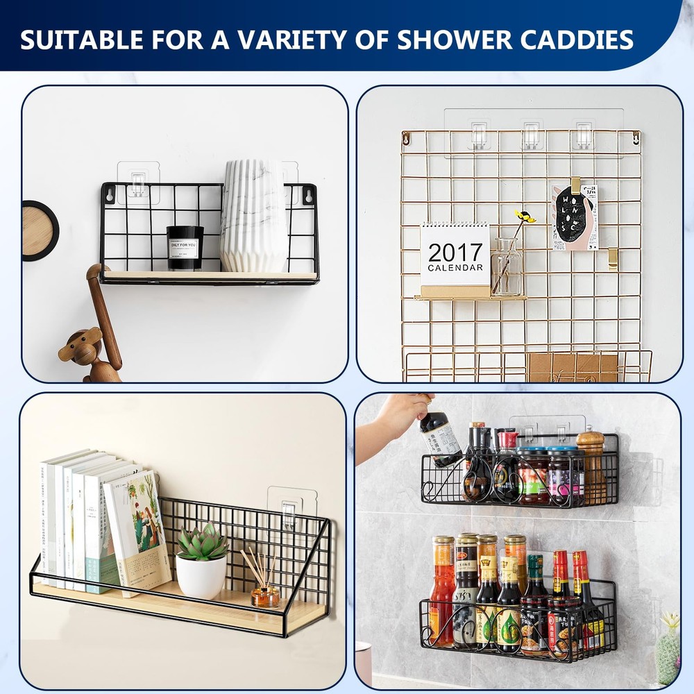 14 Pack Shower Caddy Adhesive Replacement, Strong Adhesive Hooks, Waterproof ...