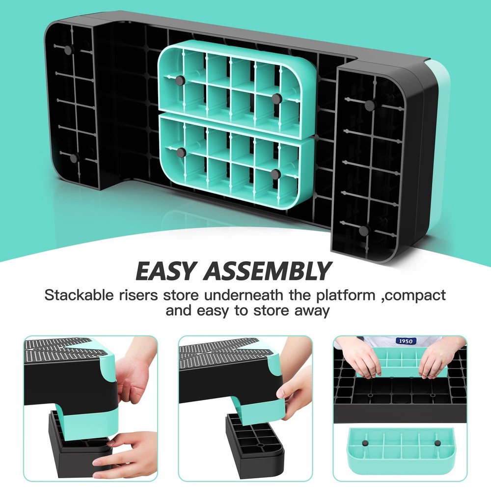 Aerobic Exercise Stepper - Adjustable Workout Platform, 26.5" Step Deck with ...