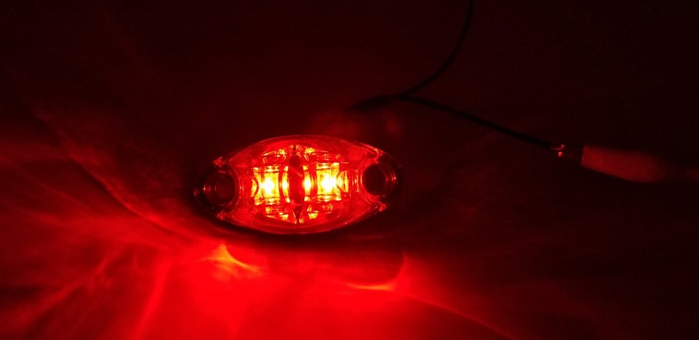 Red Clear LED Oval Dragon's Eye 2 Diode Red Marker Clearance Trailer Light