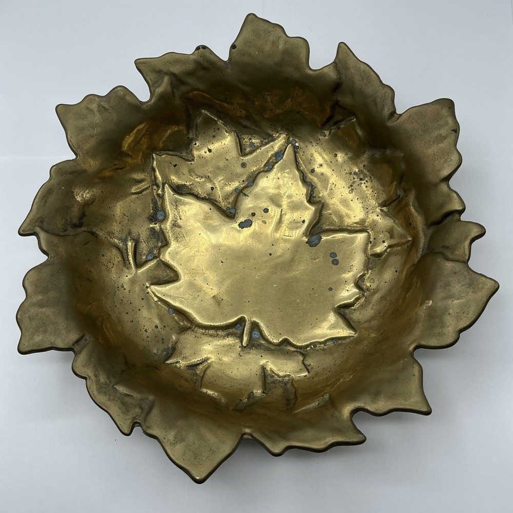 Italian Solid Brass Maple Leaf Decorative Bowl MCM , Academia, Fall, Cottage