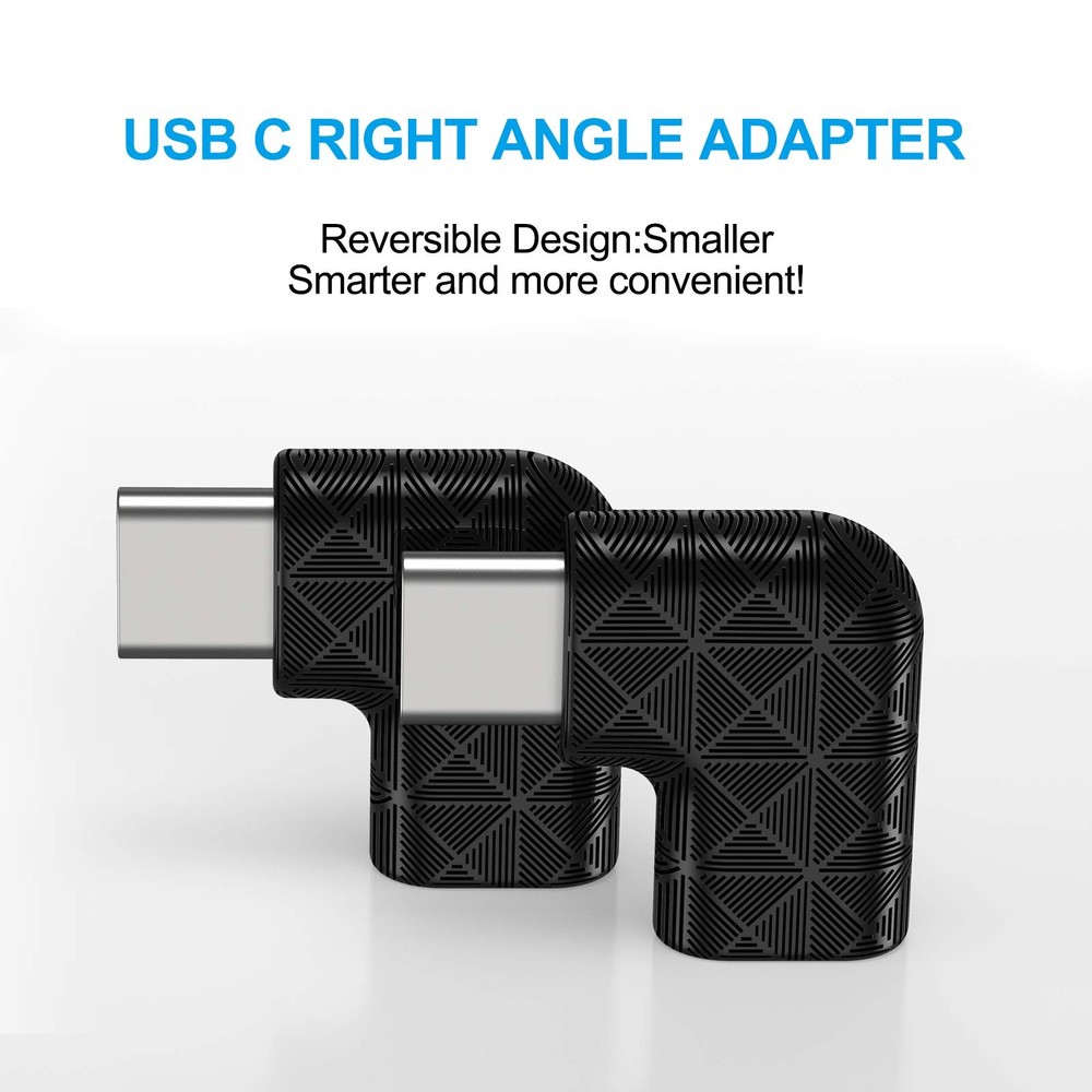 USB C Right Angle Adapter,90 Degree C to C C 3PACK, Black