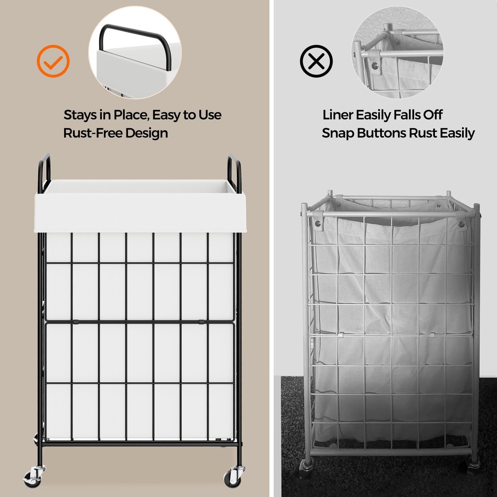 Laundry Hamper with Wheels, 90L Laundry Basket with Handle, Laundry Sorter wi...