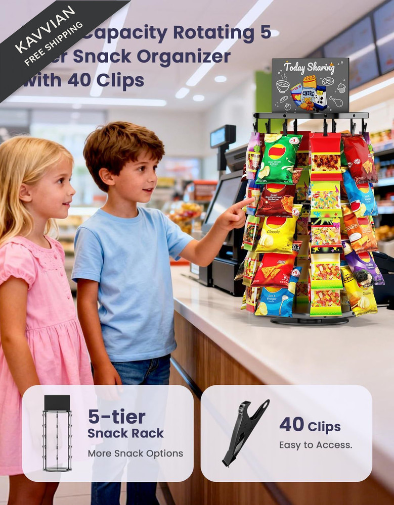 Chip Rack Display Stand with Heavy-Duty 360° Smooth-Rotating Gunmetal Grey