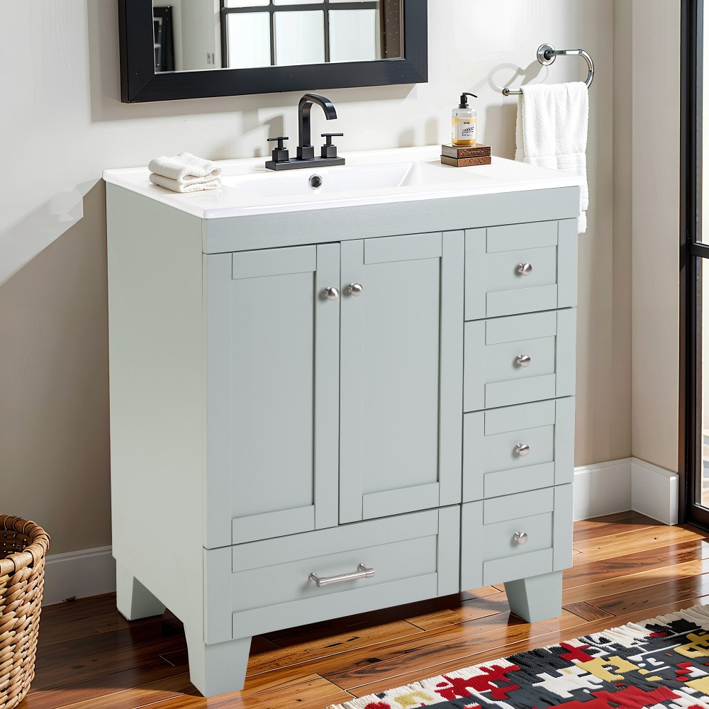 Bathroom Vanity W Ceramic Sink Soft-Close Drawers