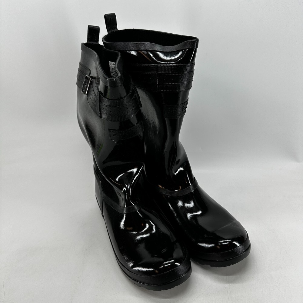 Sperry Walker Atlantic Black Rain Boots Waterproof Rubber Size 7.5