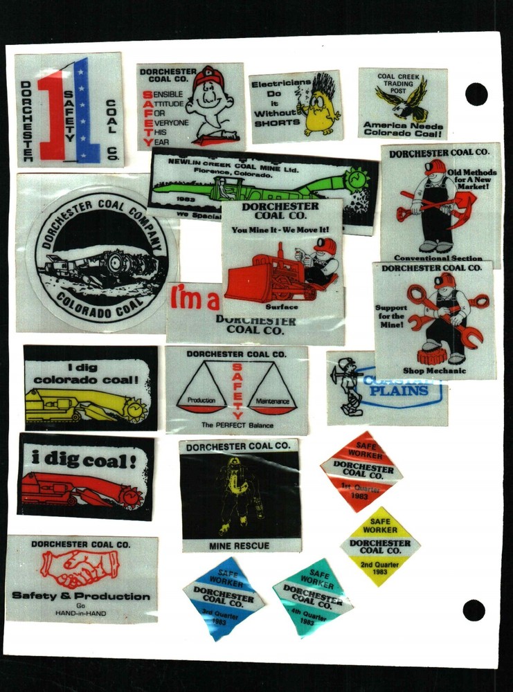 20 DIFFERENT NICE (SET) DORCHESTER COAL CO. COAL MINING STICKERS # 165