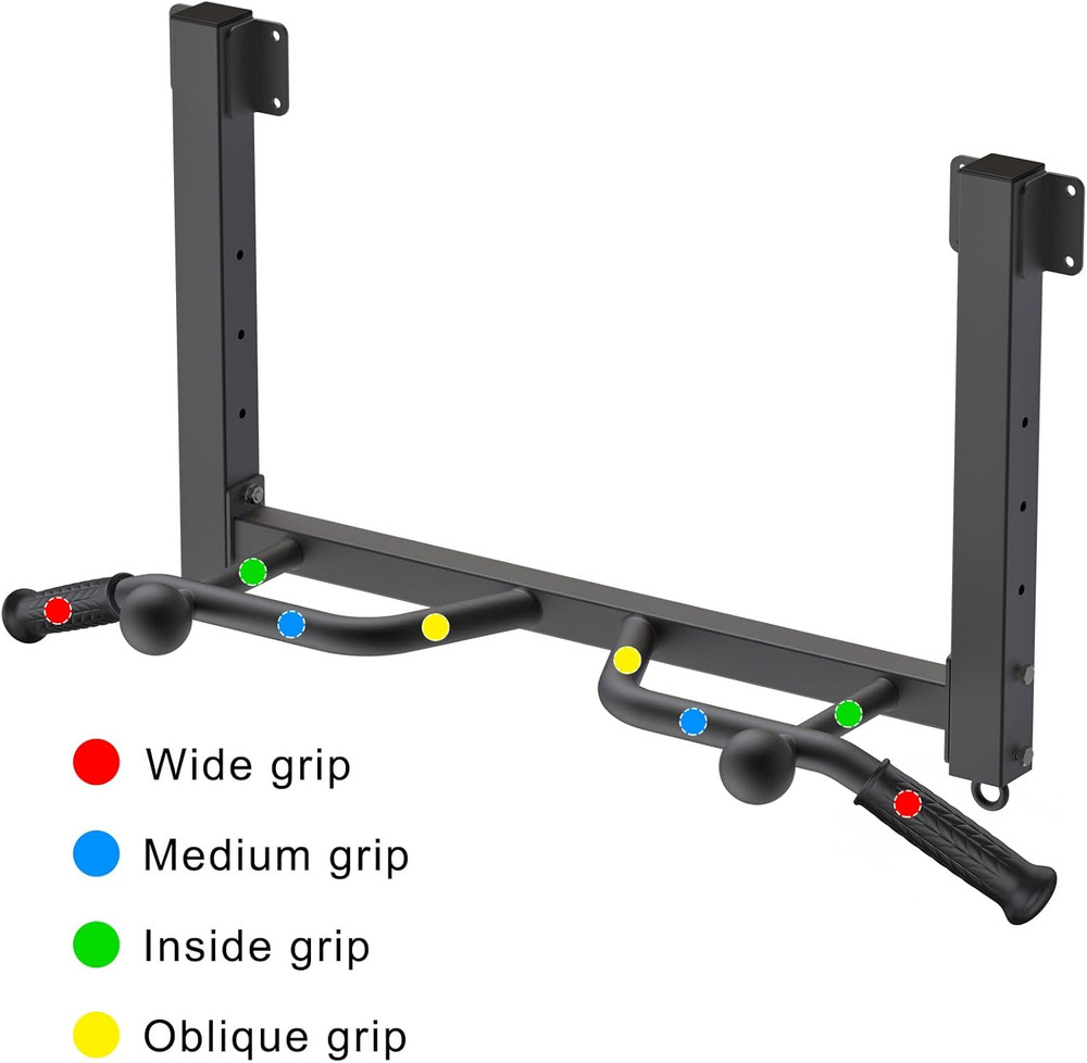 Heavy Duty Joist Mounted Pull Up Bar with Multi-Angle Grip & Accessories