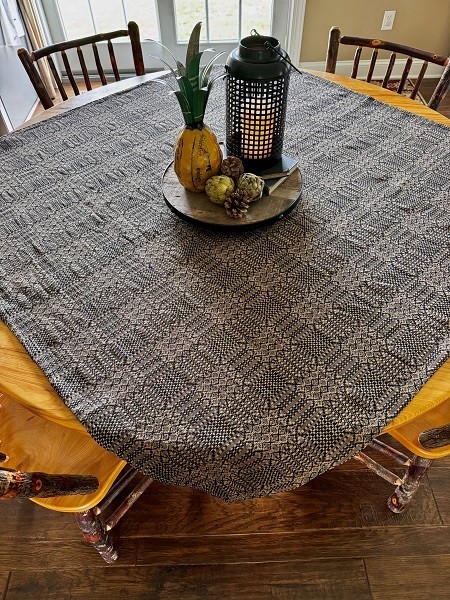New Primitive TAN BLACK  COVERLET TABLE SQUARE Tablecloth Topper 34"