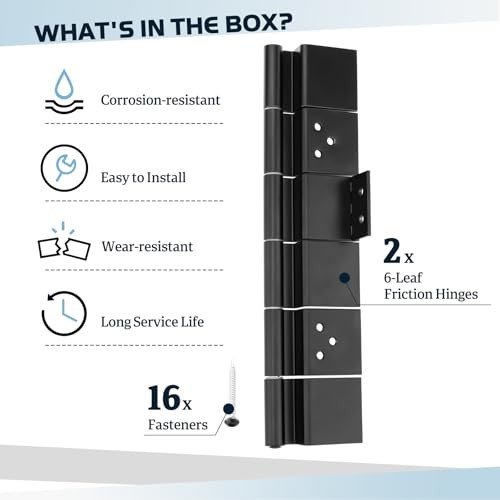 2 Pack Black RV Entry Door Hinge Kit, 6 Leaf Trailer Door Hinges, Replace Part