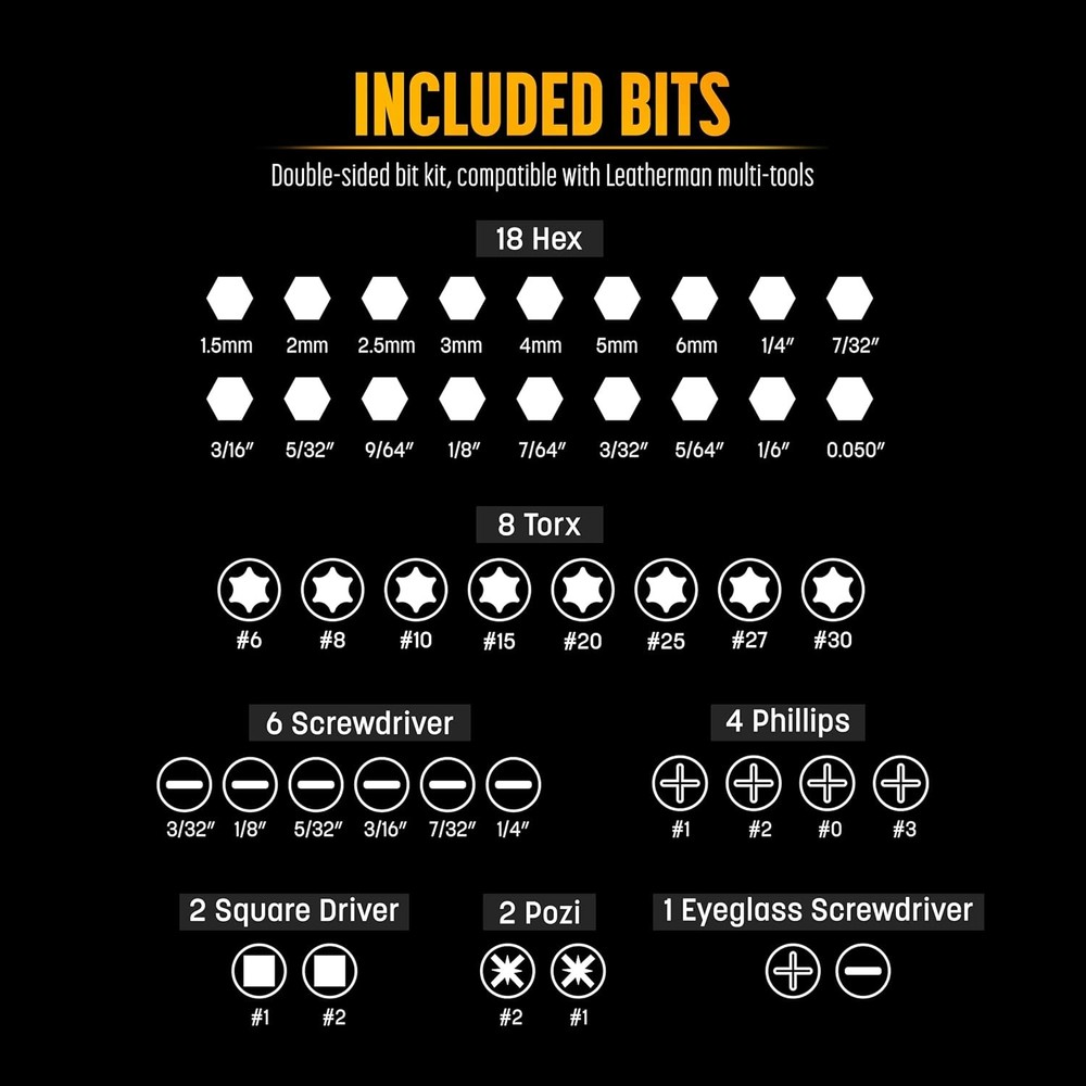 23PC Accessories Set, Compatible with Leatherman Multi-Tools [59HRC] Hardened ..
