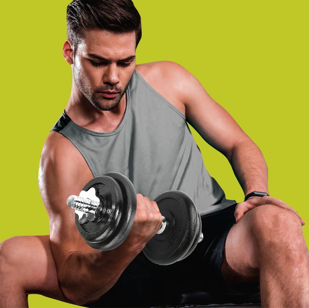 40lb Adjustable Dumbbell Set, Chrome & Black