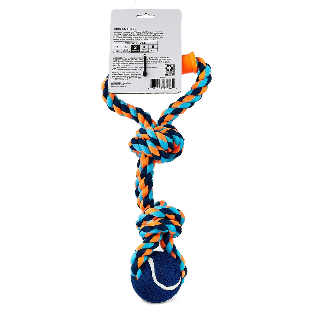 Rope Toy Blue Medium For Moderate Chewers Durable Cotton Interactive
