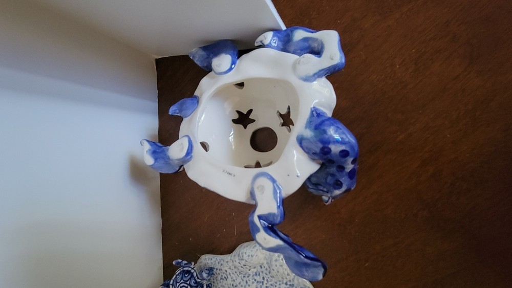 Diane Artware Blue and White Turtle Tea Light Set Ceramic